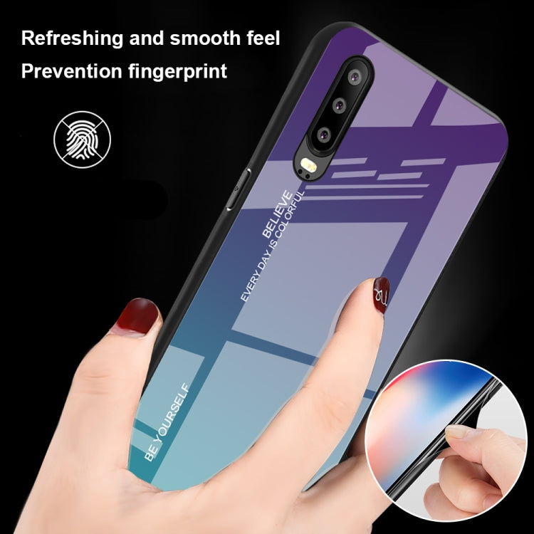 For Huawei P30 Gradient Color Glass Case(Blue) - free shipping - PMC TechLife - Order now!
