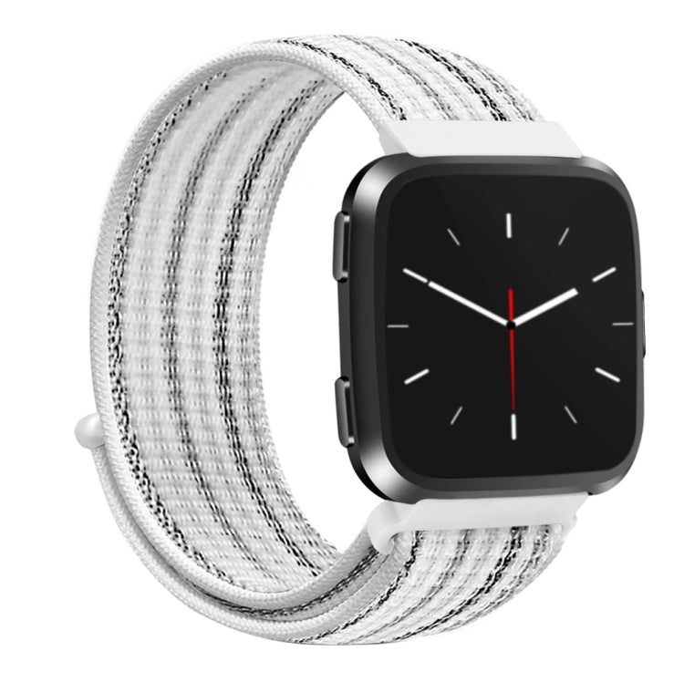 For Fitbit Versa 1 / 2 Universal Nylon Strap Watch Band(White Pinstripe) - Watch Bands by PMC TechLife | Online Shopping South Africa | PMC TechLife | Buy Now Pay Later Mobicred
