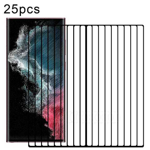 For Samsung Galaxy S22 Ultra 5G 25pcs Full Glue 3D Curved Edge Screen Tempered Glass Film(Black)