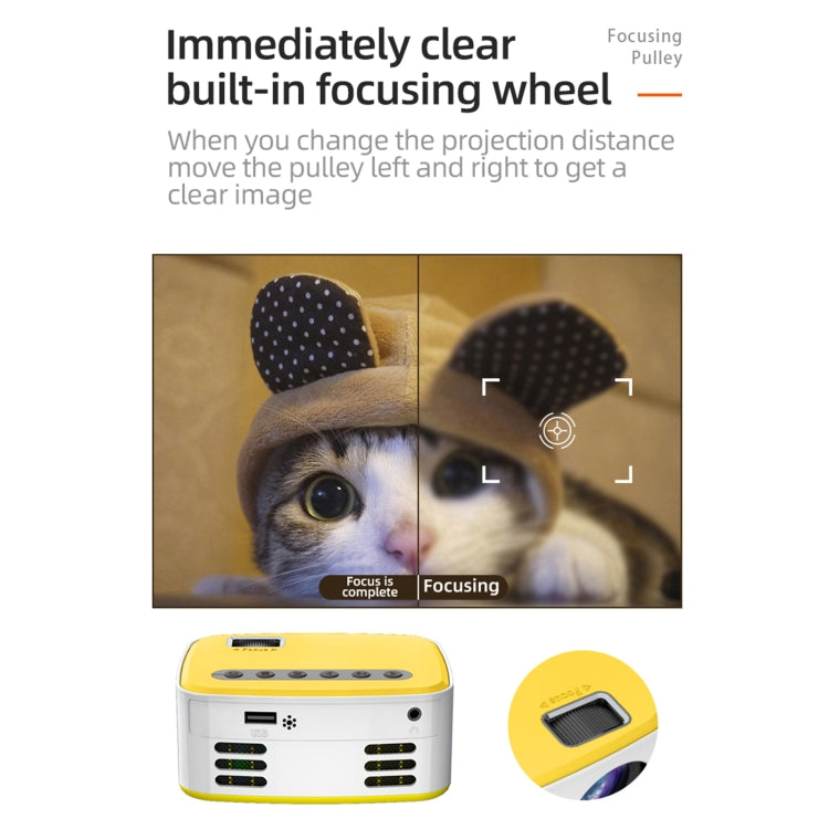 T20 320x240 400 Lumens Portable Home Theater LED HD Digital Projector, Same Screen Version, US Plug(Black White)