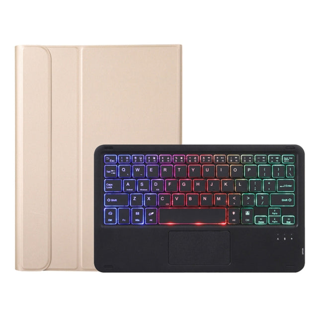 A08-AS Ultra-thin Backlight Bluetooth Keyboard Leather Case with Touchpad For Samsung Galaxy Tab A8 2021 SM-X205 / SM-X200(Gold)