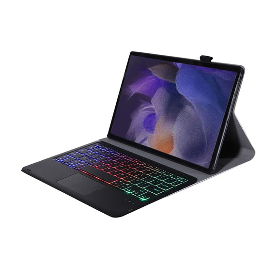 A08-AS Ultra-thin Backlight Bluetooth Keyboard Leather Case with Touchpad For Samsung Galaxy Tab A8 2021 SM-X205 / SM-X200(Black)