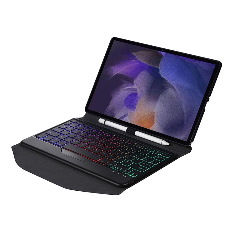 BA08S Backlight Diamond Texture Bluetooth Keyboard Leather Case with Triangle Back Support For Samsung Galaxy Tab A8 2021 SM-X205 / SM-X200(Black + Black) - Samsung Keyboard by PMC TechLife | Online Shopping South Africa | PMC TechLife