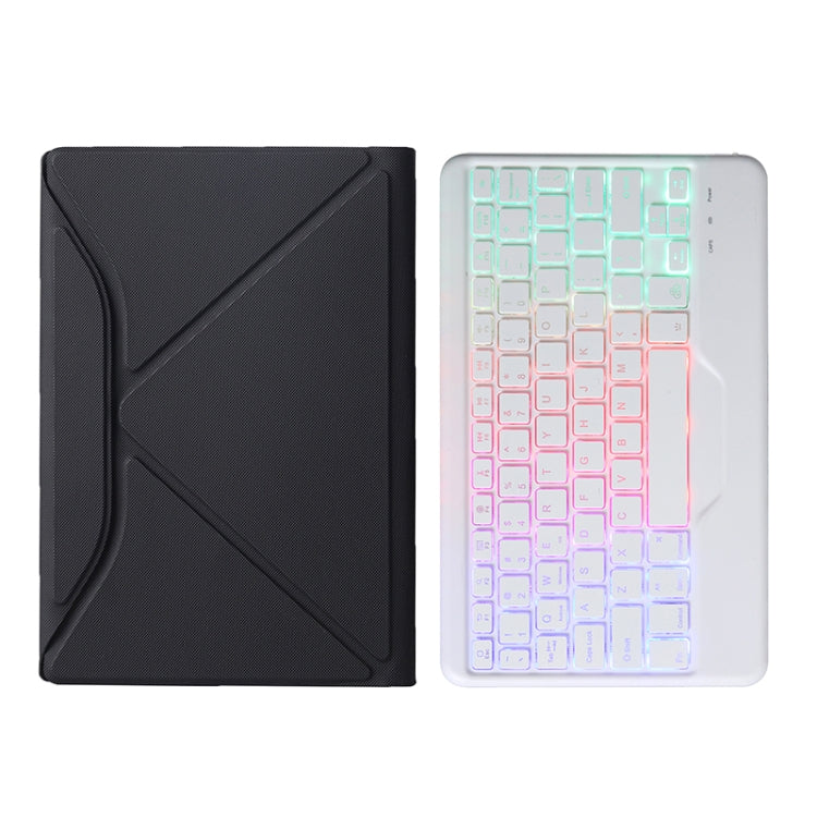 BA08S Backlight Diamond Texture Bluetooth Keyboard Leather Case with Triangle Back Support For Samsung Galaxy Tab A8 2021 SM-X205 / SM-X200(Black + White) - Samsung Keyboard by PMC TechLife | Online Shopping South Africa | PMC TechLife