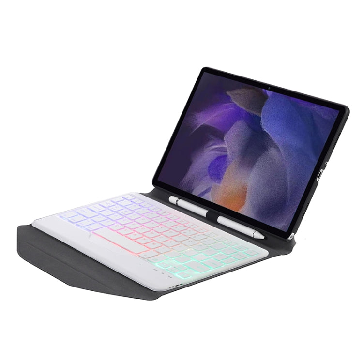 BA08S Backlight Diamond Texture Bluetooth Keyboard Leather Case with Triangle Back Support For Samsung Galaxy Tab A8 2021 SM-X205 / SM-X200(Black + White) - Samsung Keyboard by PMC TechLife | Online Shopping South Africa | PMC TechLife