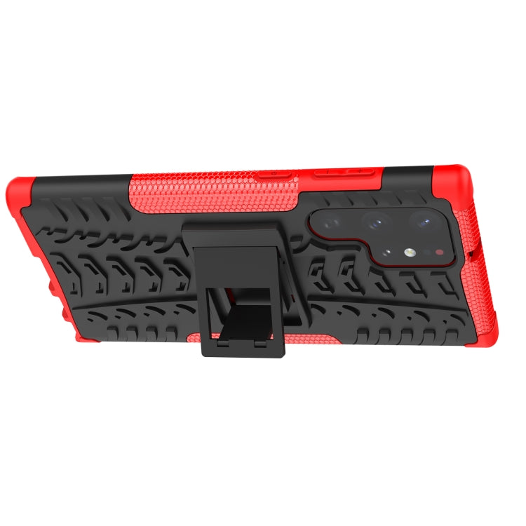 For Samsung Galaxy S22 Ultra 5G Tire Texture TPU + PC Phone Case with Holder(Red) - Galaxy S22 Ultra 5G Cases by PMC TechLife | Online Shopping South Africa | PMC TechLife