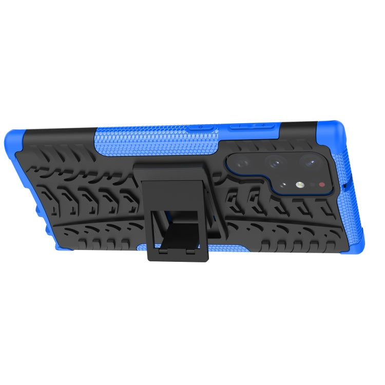 For Samsung Galaxy S22 Ultra 5G Tire Texture TPU + PC Phone Case with Holder(Blue) - Galaxy S22 Ultra 5G Cases by PMC TechLife | Online Shopping South Africa | PMC TechLife