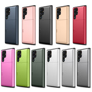 For Samsung Galaxy S22 Ultra 5G Shockproof Armor Phone Case with Card Slot(Rose Gold)