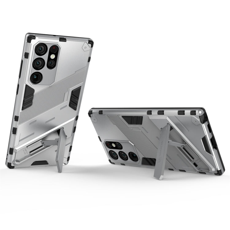For Samsung Galaxy S22 Ultra 5G Punk Armor 2 in 1 PC + TPU Shockproof Phone Case with Invisible Holder(White) - Galaxy S22 Ultra 5G Cases by PMC TechLife | Online Shopping South Africa | PMC TechLife