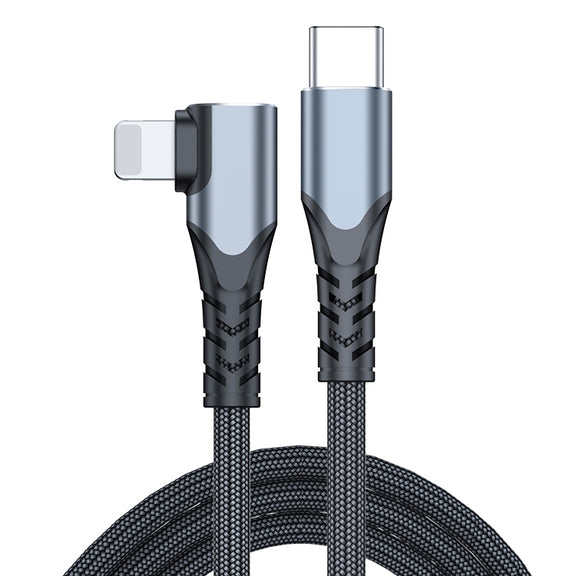 A6 PD 20W USB-C / Type-C to 8 Pin Elbow Data Cable for iPhone, iPad, Length:1m(Grey)