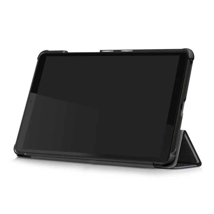 For Lenovo Tab M8 Custer Texture Horizontal Flip Smart TPU Leather Case with Three-folding Holder(Black) - Lenovo by PMC TechLife | Online Shopping South Africa | PMC TechLife | Buy Now Pay Later Mobicred