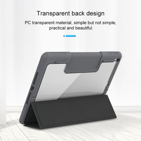 For iPad 10.2 Mutural Horizontal Flip PC + TPU + PU Leather Case with Holder & Pen Slot(Blue)