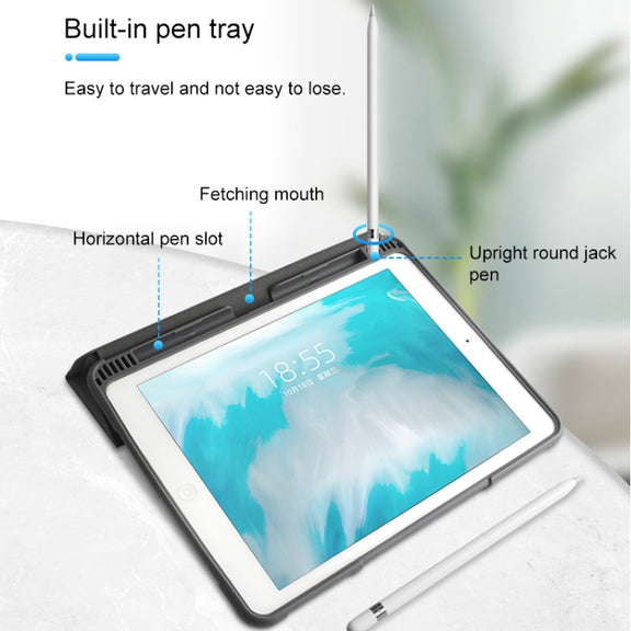 For iPad 10.2 Mutural Horizontal Flip PC + TPU + PU Leather Case with Holder & Pen Slot(Blue)