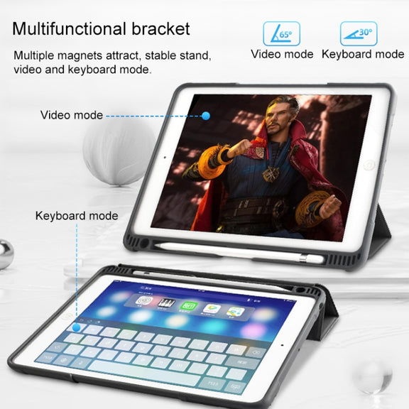 For iPad 10.2 Mutural Horizontal Flip PC + TPU + PU Leather Case with Holder & Pen Slot(Blue)