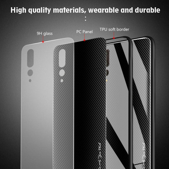 For Huawei P20 Pro Texture Gradient Glass Protective Case(Blue)
