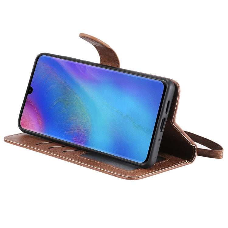 For Huawei P30 Pro Solid Color Horizontal Flip Protective Case with Holder & Card Slots & Wallet & Photo Frame & Lanyard(Brown) - Huawei Cases by PMC TechLife | Online Shopping South Africa | PMC TechLife