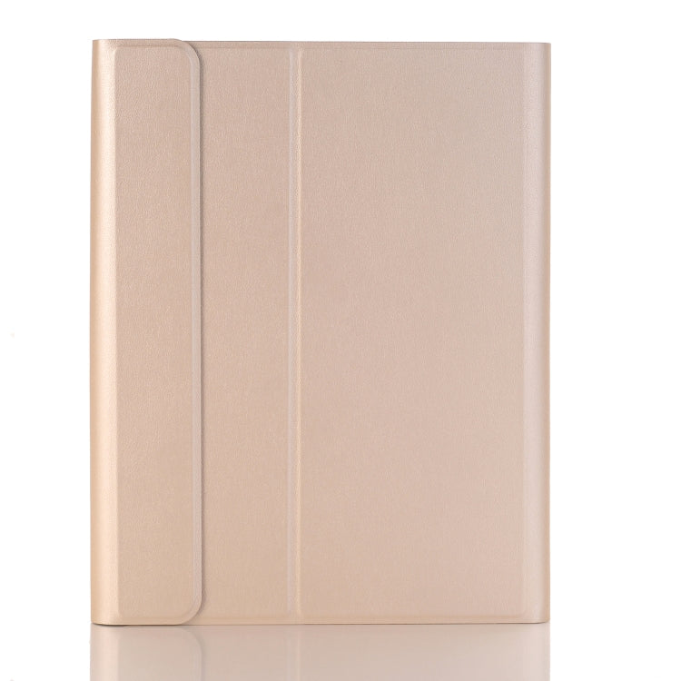 A102B-A Lambskin Texture Square Keycap Bluetooth Keyboard Leather Case with Touch Control For iPad Pro 10.5 inch / 10.2 2021 & 2020 & 2019 / Air 3(Gold)