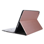 A102B-A Lambskin Texture Square Keycap Bluetooth Keyboard Leather Case with Touch Control For iPad Pro 10.5 inch / 10.2 2021 & 2020 & 2019 / Air 3(Rose Gold)