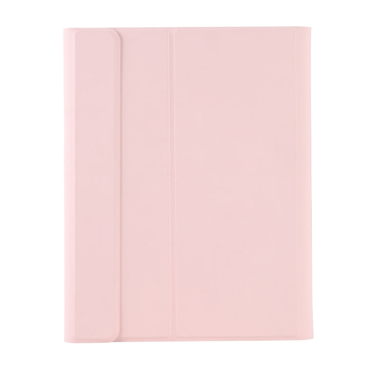 A102B-A Lambskin Texture Square Keycap Bluetooth Keyboard Leather Case with Touch Control For iPad Pro 10.5 inch / 10.2 2021 & 2020 & 2019 / Air 3(Pink)