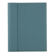 A102B-A Lambskin Texture Square Keycap Bluetooth Keyboard Leather Case with Touch Control For iPad Pro 10.5 inch / 10.2 2021 & 2020 & 2019 / Air 3(Dark Green)
