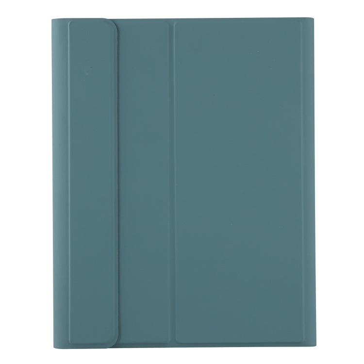 A102B-A Lambskin Texture Square Keycap Bluetooth Keyboard Leather Case with Touch Control For iPad Pro 10.5 inch / 10.2 2021 & 2020 & 2019 / Air 3(Dark Green)