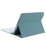 A102B-A Lambskin Texture Square Keycap Bluetooth Keyboard Leather Case with Touch Control For iPad Pro 10.5 inch / 10.2 2021 & 2020 & 2019 / Air 3(Dark Green)