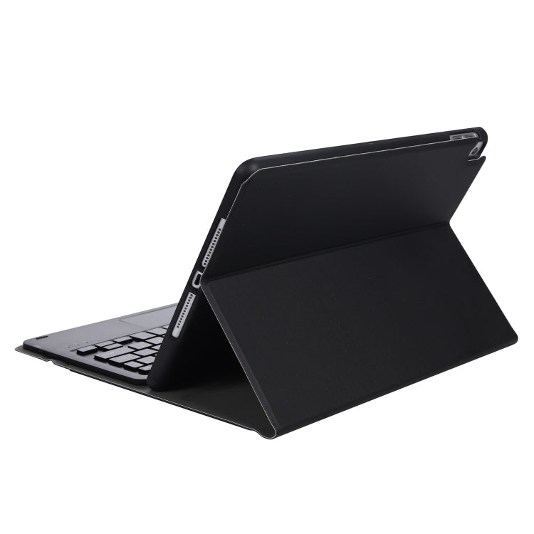 A11B-A Lambskin Texture Square Keycap Bluetooth Keyboard Leather Case with Touch Control For iPad Air 4 2020 10.9 / Pro 11 inch 2021 & 2020 & 2018(Black)