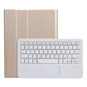 A11B-A Lambskin Texture Square Keycap Bluetooth Keyboard Leather Case with Touch Control For iPad Air 5 / 4 2020 10.9 / Pro 11 inch 2021 & 2020 & 2018(Gold)