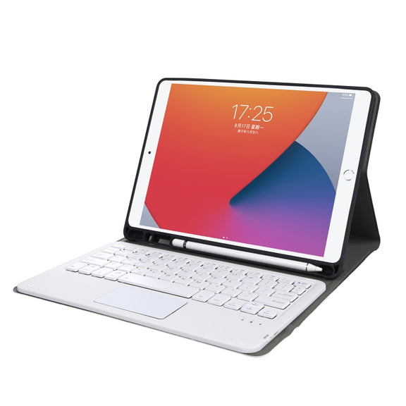 A11B-A Lambskin Texture Square Keycap Bluetooth Keyboard Leather Case with Touch Control For iPad Air 5 / 4 2020 10.9 / Pro 11 inch 2021 & 2020 & 2018(Gold)