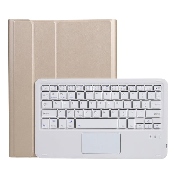 A11B-A Lambskin Texture Square Keycap Bluetooth Keyboard Leather Case with Touch Control For iPad Air 5 / 4 2020 10.9 / Pro 11 inch 2021 & 2020 & 2018(Gold)