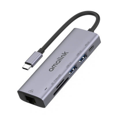 amalink 95122D Type-C / USB-C to RJ45 + 2 Ports USB + PD 3.0 Multi-function HUB(Grey) - free shipping - PMC Jewellery - Order now!