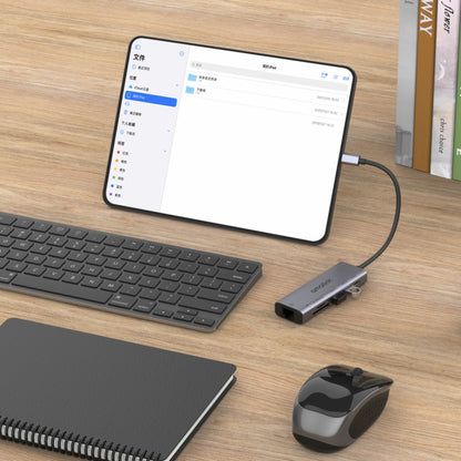 amalink 95122D Type-C / USB-C to RJ45 + 2 Ports USB + PD 3.0 Multi-function HUB(Grey) - free shipping - PMC Jewellery - Order now!