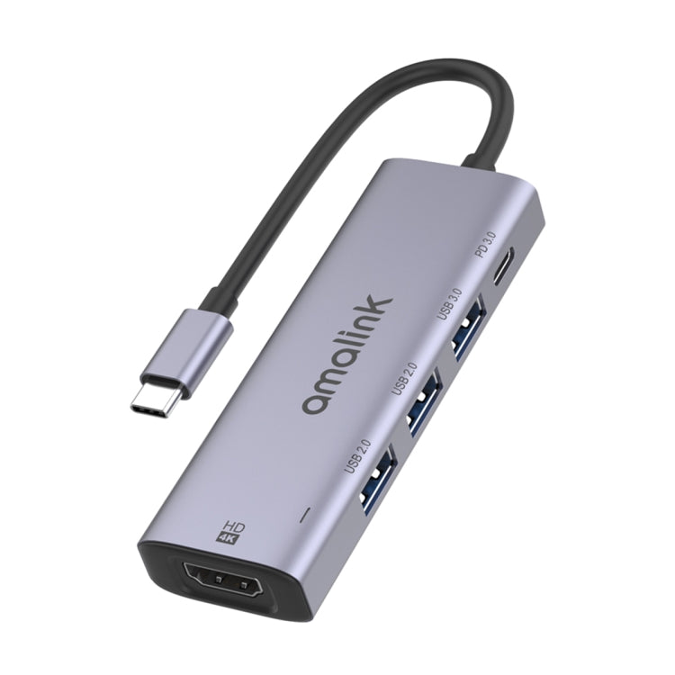 amalink 95123D Type-C / USB-C to HDMI + 3 Ports USB + PD 3.0 Multi-function HUB(Grey) - free shipping - PMC Jewellery - Order now!