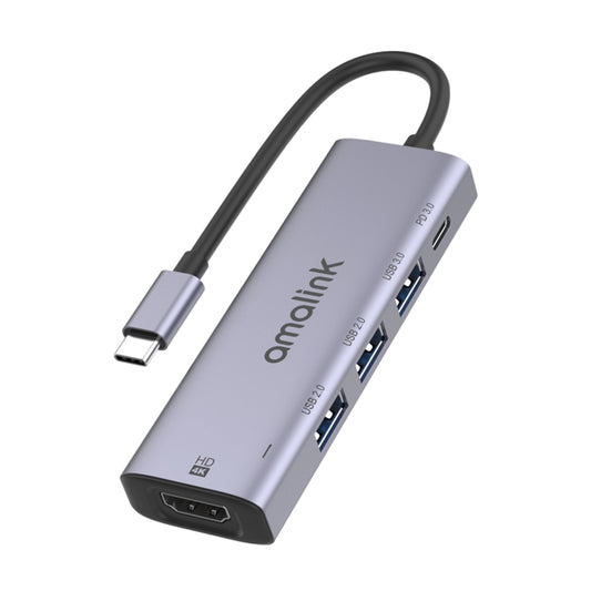 amalink 95123D Type-C / USB-C to HDMI + 3 Ports USB + PD 3.0 Multi-function HUB(Grey) - free shipping - PMC Jewellery - Order now!