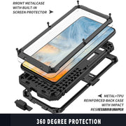 For Samsung Galaxy S21 FE R-JUST Rugged Phone Case with Holder(Black)