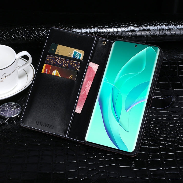 For Honor 60 Pro idewei Crocodile Texture Leather Phone Case(Black) - free shipping - PMC Jewellery - Order now!