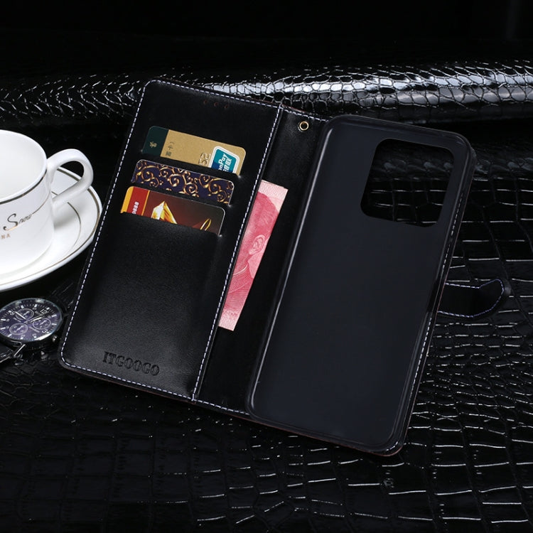 For Tecno Spark 8 idewei Crocodile Texture Leather Phone Case(Black)