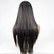 Centre-parted Long Straight Wig Headgear for Women(Linen Gold)
