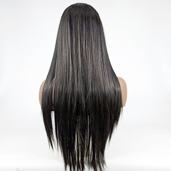 Centre-parted Long Straight Wig Headgear for Women(Linen Gold)