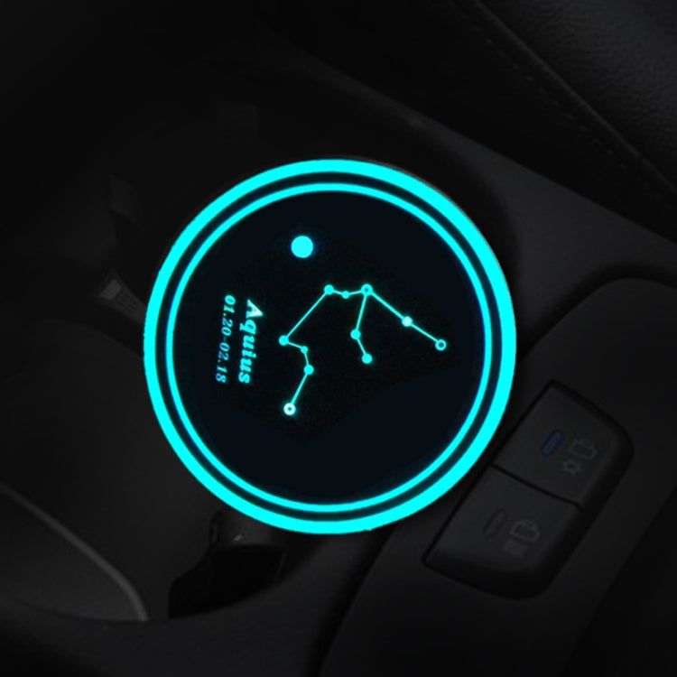 2 PCS Car Constellation Series AcrylicColorful USB Charger Water Cup Groove LED Atmosphere Light(Aquarius) - Car Drink Holders by PMC TechLife | Online Shopping South Africa | PMC TechLife | Buy Now Pay Later Mobicred