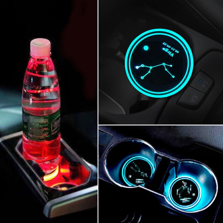 2 PCS Car Constellation Series AcrylicColorful USB Charger Water Cup Groove LED Atmosphere Light(Virgo) - Car Drink Holders by PMC TechLife | Online Shopping South Africa | PMC TechLife | Buy Now Pay Later Mobicred