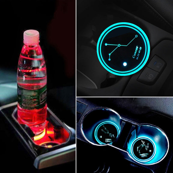 2 PCS Car Constellation Series AcrylicColorful USB Charger Water Cup Groove LED Atmosphere Light(Cancer)