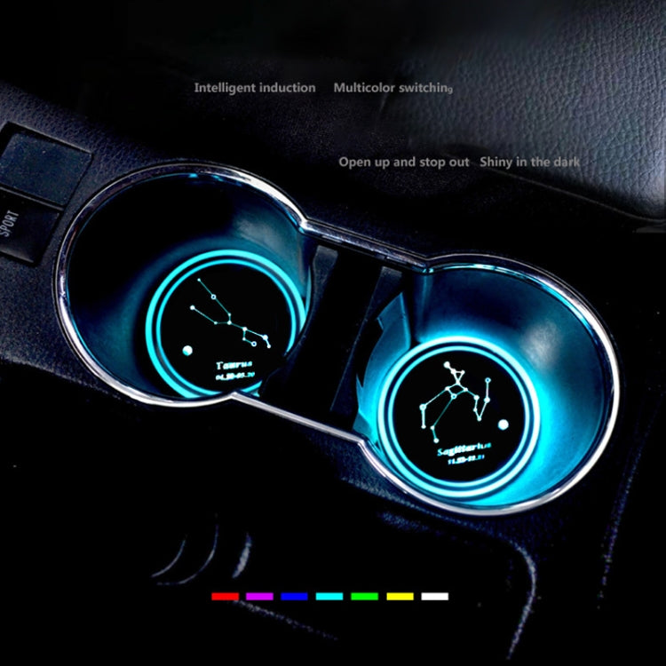 2 PCS Car Constellation Series AcrylicColorful USB Charger Water Cup Groove LED Atmosphere Light(Sagittarius) - Car Drink Holders by PMC TechLife | Online Shopping South Africa | PMC TechLife | Buy Now Pay Later Mobicred