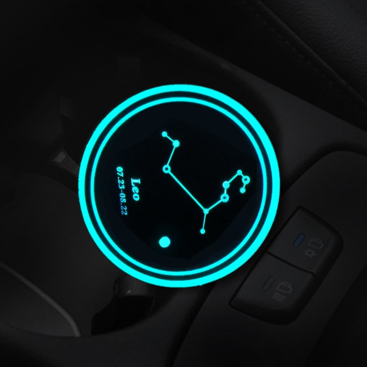 2 PCS Car Constellation Series AcrylicColorful USB Charger Water Cup Groove LED Atmosphere Light(Leo) - Car Drink Holders by PMC TechLife | Online Shopping South Africa | PMC TechLife | Buy Now Pay Later Mobicred