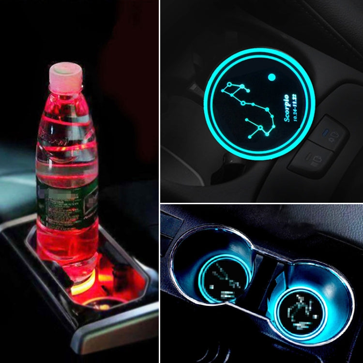 2 PCS Car Constellation Series AcrylicColorful USB Charger Water Cup Groove LED Atmosphere Light(Scorpio) - Car Drink Holders by PMC TechLife | Online Shopping South Africa | PMC TechLife | Buy Now Pay Later Mobicred