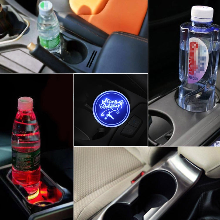Car AcrylicColorful USB Charger Water Cup Groove LED Atmosphere Light(English Deer) - Car Drink Holders by PMC TechLife | Online Shopping South Africa | PMC TechLife | Buy Now Pay Later Mobicred