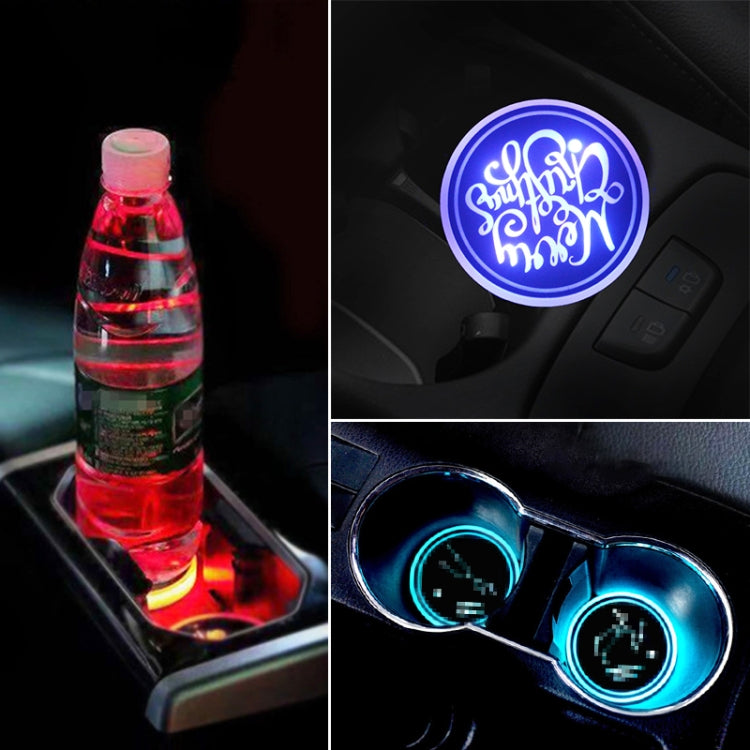 Car AcrylicColorful USB Charger Water Cup Groove LED Atmosphere Light(English Christmas) - Car Drink Holders by PMC TechLife | Online Shopping South Africa | PMC TechLife | Buy Now Pay Later Mobicred