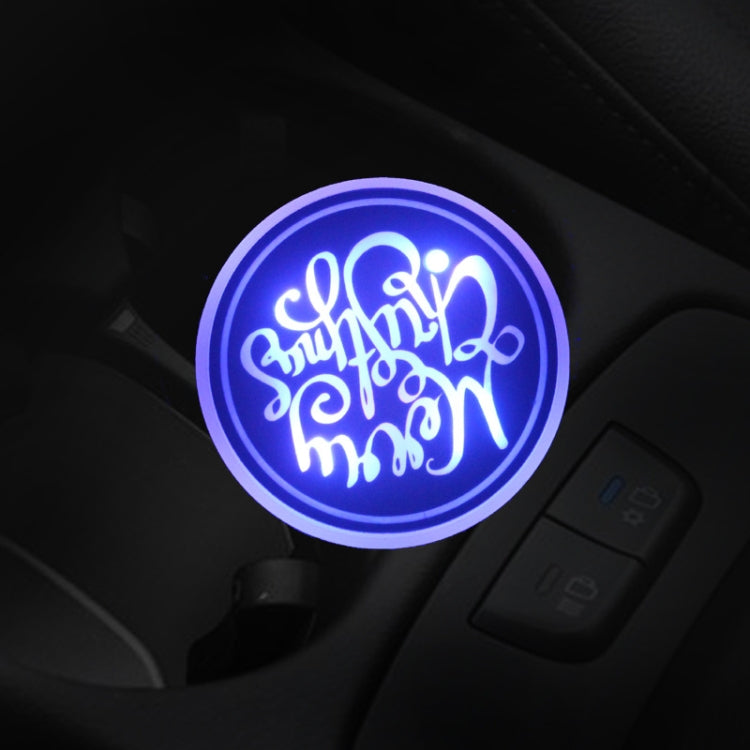 Car AcrylicColorful USB Charger Water Cup Groove LED Atmosphere Light(English Christmas) - Car Drink Holders by PMC TechLife | Online Shopping South Africa | PMC TechLife | Buy Now Pay Later Mobicred