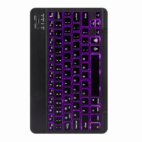 H-102S Monochrome Backlight Bluetooth Keyboard Leather Case with Rear Three-fold Holder For iPad 10.2 2020 & 2019 / Pro 10.5 inch(Black)