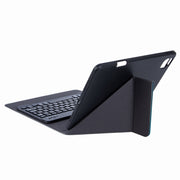 H-102S Monochrome Backlight Bluetooth Keyboard Leather Case with Rear Three-fold Holder For iPad 10.2 2020 & 2019 / Pro 10.5 inch(Black)